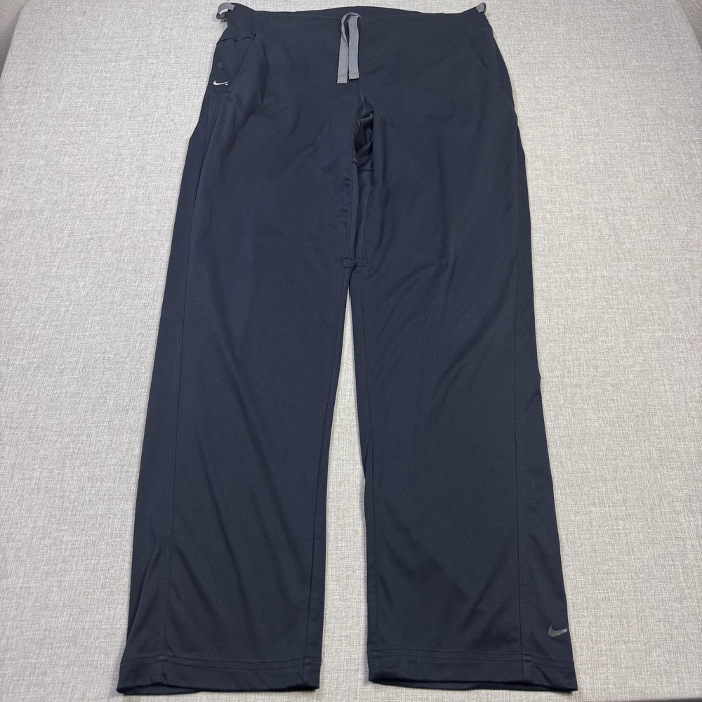 Nike Track Pants Mens L Black Moisture Wicking Drawstring Pockets Lightweight